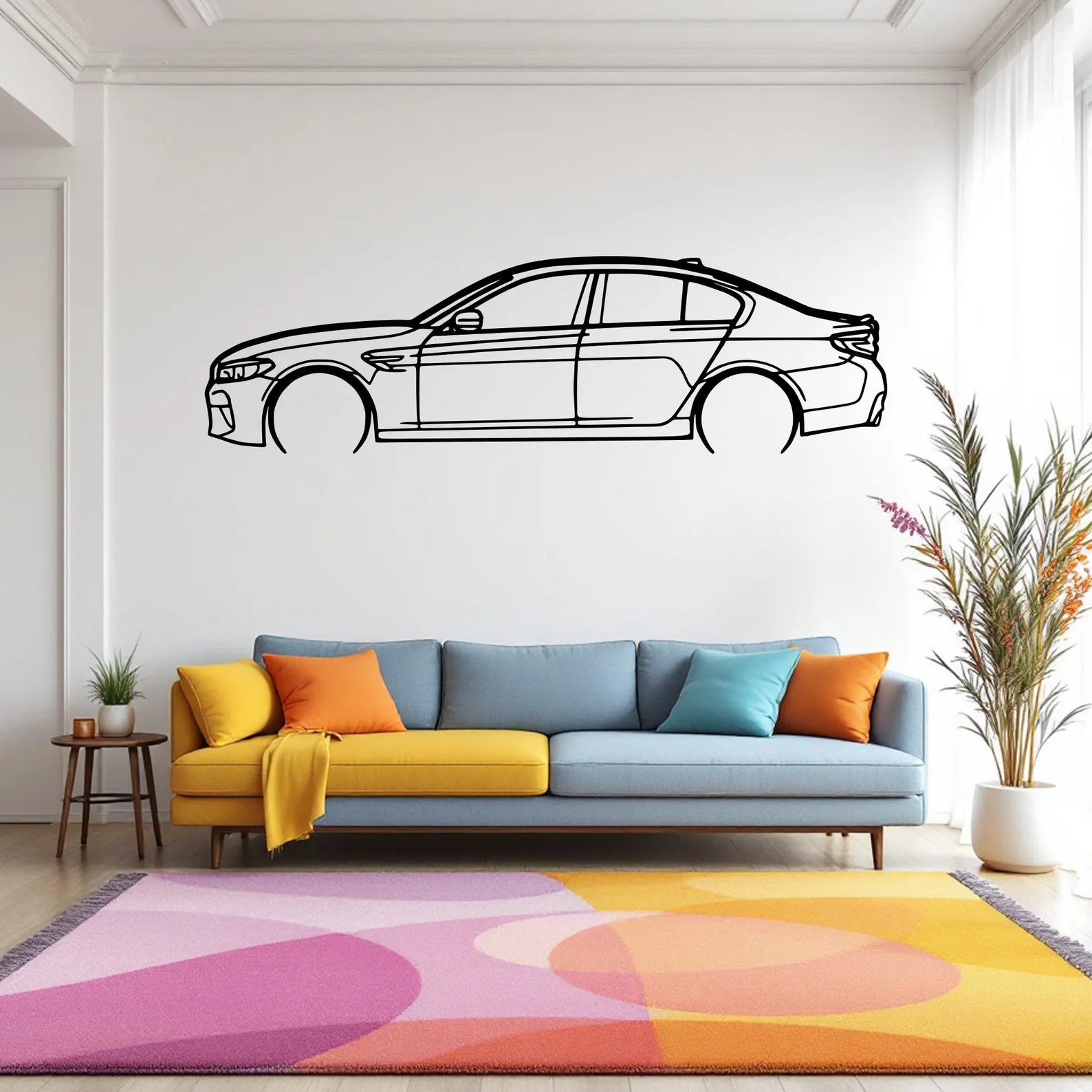 BMW M5 F90 Detailed Car Silhouette Wall Art