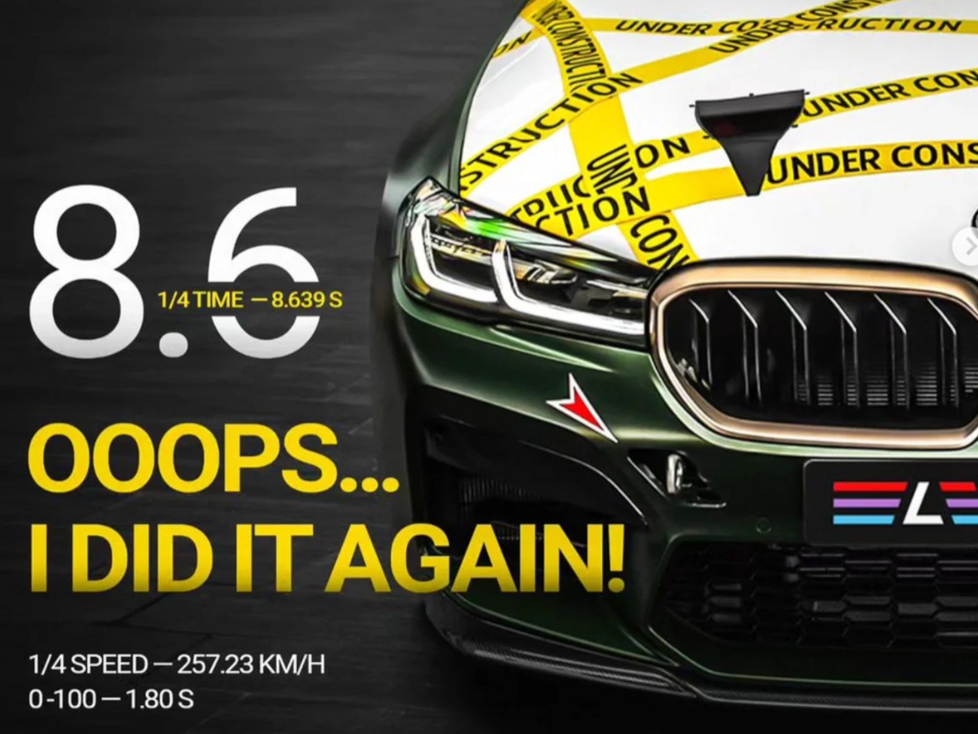 New LEVEL Performance M5 CS 1/4 mile world record: 8.639 sec